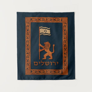 Jerusalem-dag-leeuw met vlag wandkleed