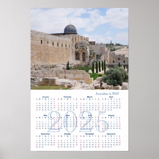 Jérusalem, Israël. Calendrier 2025 Affiche (Devant)