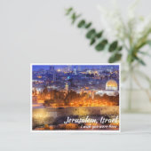 Jerusalem Israel met Dome the Rock bij Night Briefkaart (Staand voorkant)