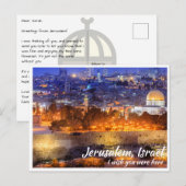 Jerusalem Israel met Dome the Rock bij Night Briefkaart (Voorkant / Achterkant)