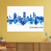 Jerusalem Israel Skyline Blue Canvas Afdruk (Insitu (Woonkamer))