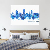 Jerusalem Israel Skyline Blue Canvas Afdruk (Insitu (Slaapkamer))