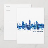 Jerusalem Israel Skyline Blue Feestdagenkaart (Voorkant / Achterkant)