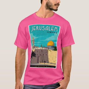 Jerusalem Israel Vintage Travel Adverteren Print T-shirt