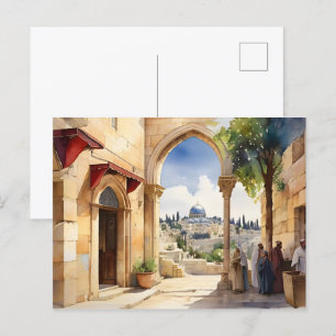 Jerusalem Israel waterverf art Briefkaart
