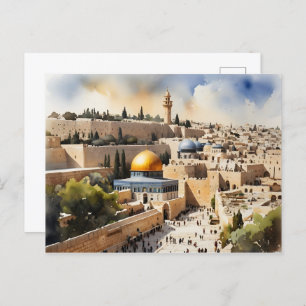 Jerusalem Israel waterverf art Briefkaart