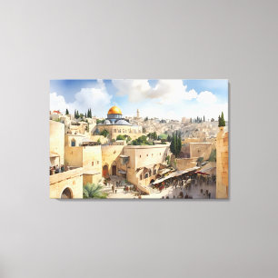 Jerusalem Israel waterverf art Canvas Afdruk