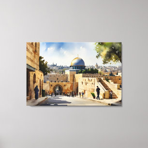 Jerusalem Israel waterverf art Canvas Afdruk