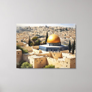 Jerusalem Israel waterverf art Canvas Afdruk