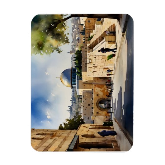 Jerusalem Israel waterverf art Magneet (Verticaal)