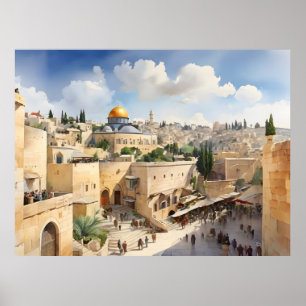 Jerusalem Israel waterverf art Poster