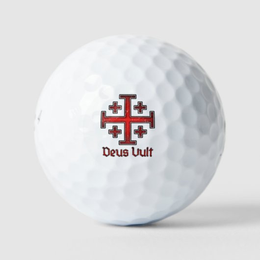 Jerusalem Knight Templar Crusader Cross Deus Vult Golfballen (Voorkant)