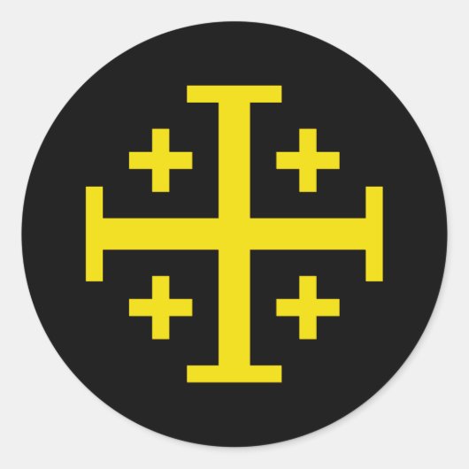 Jerusalem kruis ronde sticker (Voorkant)