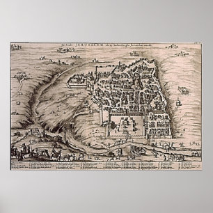 Jerusalem Map Heilige Land Vintage Poster