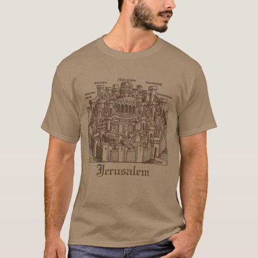 Jerusalem, Medieval Woodcut T-shirt (Voorkant)