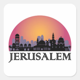 Jerusalem Skyline - Israel Travel Vierkante Sticker