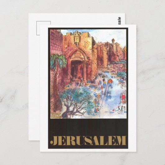 Jerusalem Travel Poster Briefkaart (Voorkant / Achterkant)