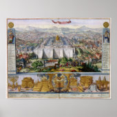 Jeruselem en de Temple 1687 Antiek Panorama Poster (Voorkant)