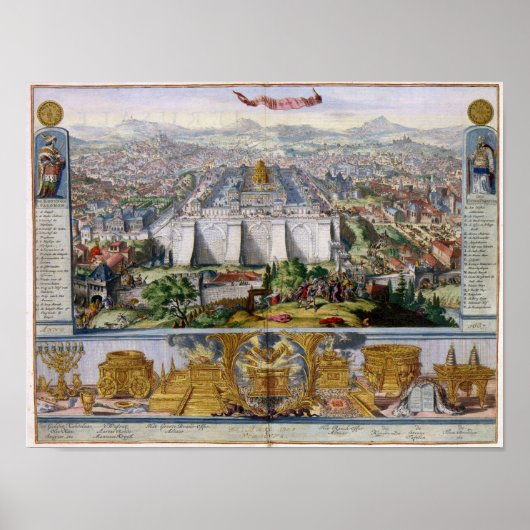 Jeruselem en de Temple 1687 Antiek Panorama Poster (Voorkant)