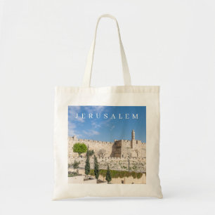 Jeruzalem City Walls uitzicht canvas tas