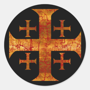 Jeruzalem Cross, in nood Ronde Sticker