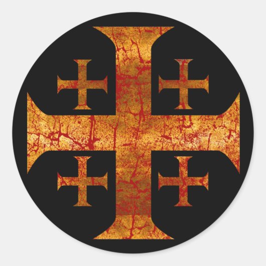 Jeruzalem Cross, in nood Ronde Sticker (Voorkant)