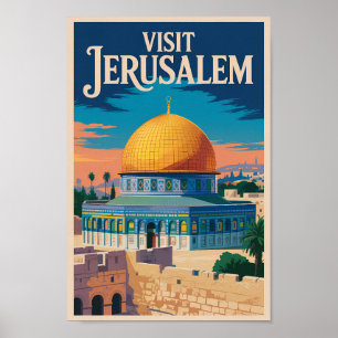 Jeruzalem Israël Illustratie Reis Kunst Vintage Poster
