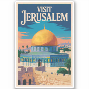 Jeruzalem Israël Illustratie Reis Kunst Vintage Sticker