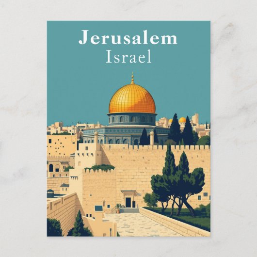 Jeruzalem, Israël Retro Art Briefkaart (Voorkant)