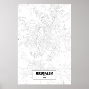 Jeruzalem, Israël (zwart op wit) Poster