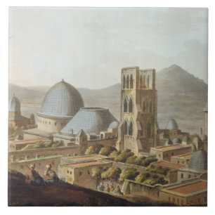 Jeruzalem met de kerk van de Heilige Sepulcher, bl Tegeltje