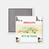 Jeruzalem stad van P[Peace koelkast magneet souven (Voorkant / Achterkant)
