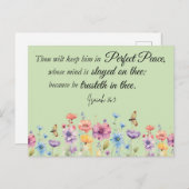 Jesaja 26:3 Perfecte Vrede KJV Wildflowers Bijbel Briefkaart (Voorkant / Achterkant)