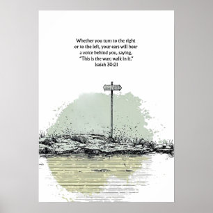 Jesaja 30:21 Christelijke wanddecoratie geloof dec Poster