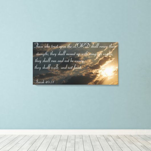 Jesaja 40:31 Bijbel vers canvas print (Insitu (Houten vloer))