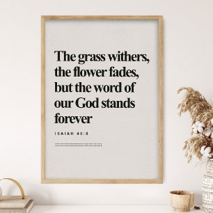 Jesaja 40:8, Bijbelvers, Moderne Bijbel, Schrift Poster