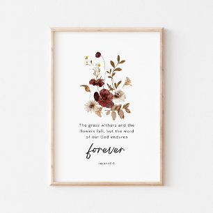 Jesaja 40:8 Bloem Bijbeltekst Poster – The Word En