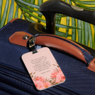 Jesaja 41:10 Bagagelabel | Roze waterverf bloemen