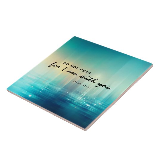 Jesaja 41:10 Vrees niet Bijbelvers Blauw Abstract Tegeltje (Zijkant)