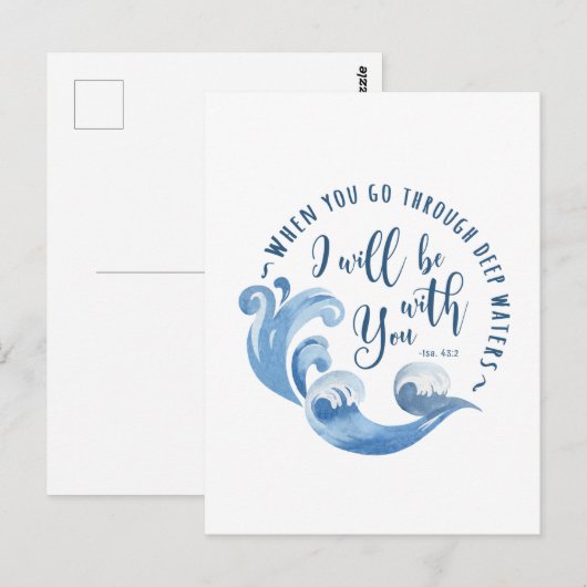 Jesaja 43:2 oceaan golven briefkaart (Voorkant / Achterkant)