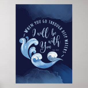 Jesaja 43:2 oceaan golven poster