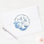 Jesaja 43:2 oceaan golven ronde sticker (Envelop)