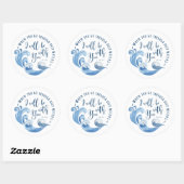 Jesaja 43:2 oceaan golven ronde sticker (Vel)