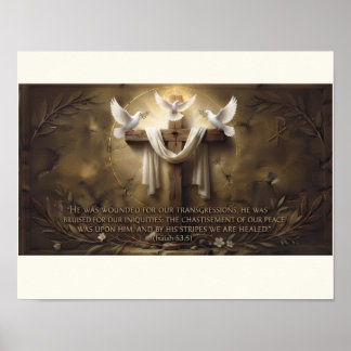 Jesaja 53:5 Kruis Poster | Door Zijn Striemen
