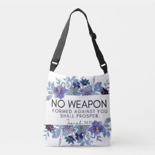 Jesaja 54:17 Geen Wapen Christelijke Paarse Bloeme Crossbody Tas