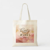 Jesaja 61 3 Schoonheid uit as Bijbelvers Roze Tote Bag (Achterkant)
