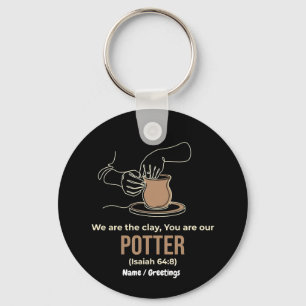 Jesaja 64:8 Potter en Klei Minimalistische Lijnkun Sleutelhanger