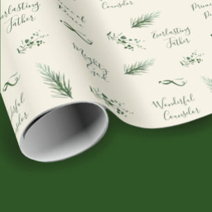 Jesaja 9:6   Hand getrokken Pine Sage Custom Chris Cadeaupapier