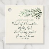 Jesaja 9:6 Prins van de Vrede Pine Custom Kerstmis Bedankjes Labels (Voorkant)