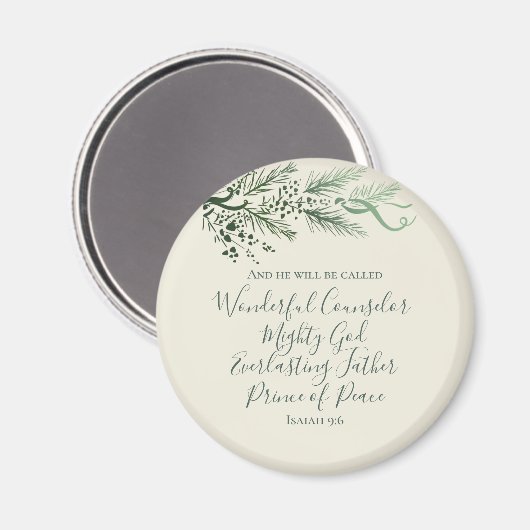 Jesaja 9:6 Vredevorst Elegante Pijnboom Kerstmis Magneet (Voorkant / Achterkant)
